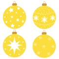 Set yellow christmas balls vector illustration